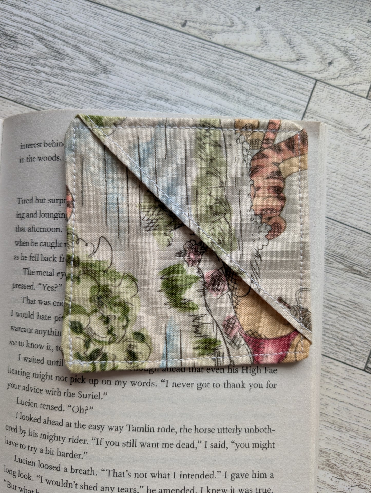 π» Vintage Hundred Acre Woods Fabric Corner Bookmark β Handmade Book Lover Gift