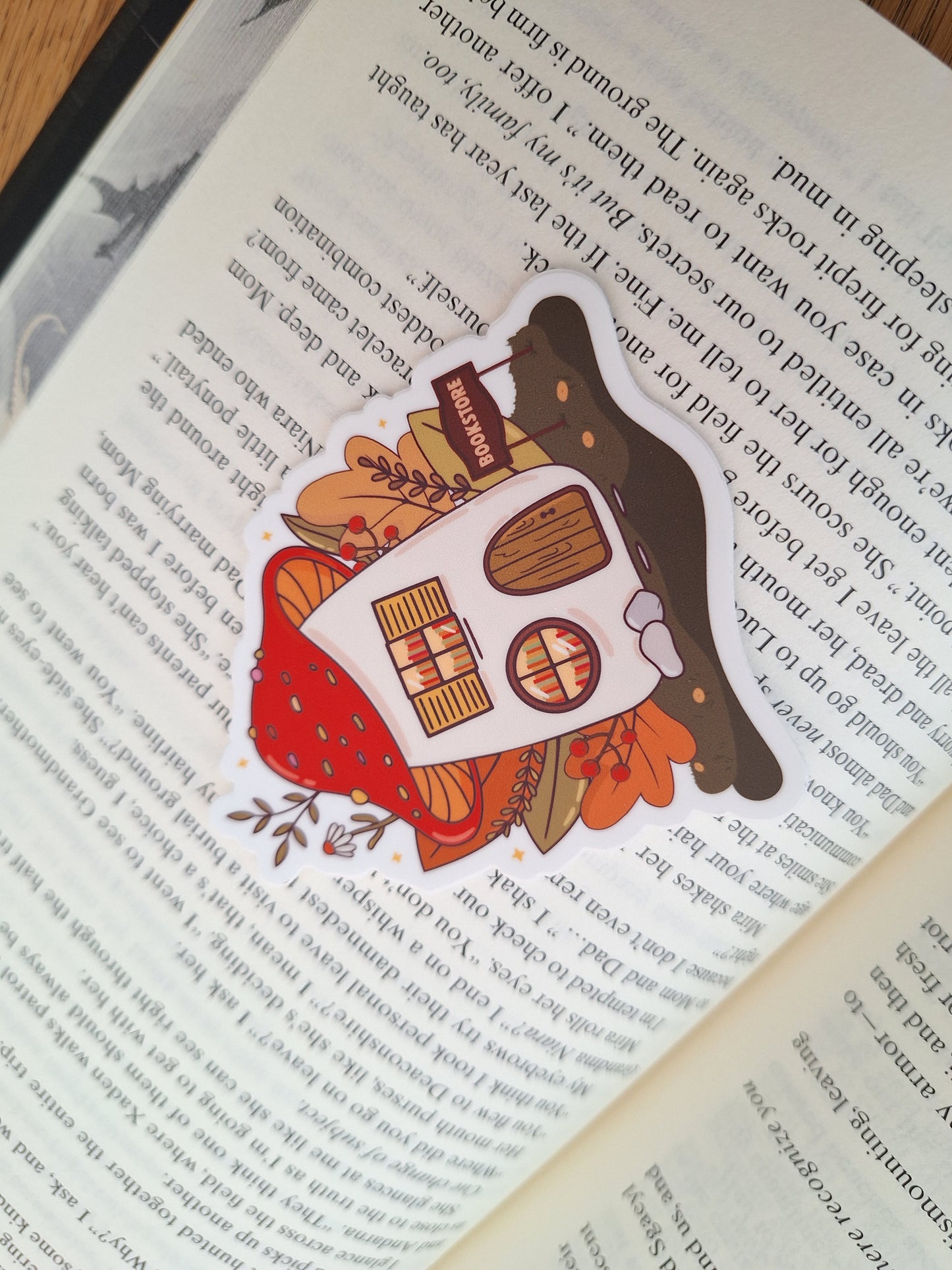 Mushroom Bookstore Vinyl Sticker – Cottagecore Bookish Sticker for Readers