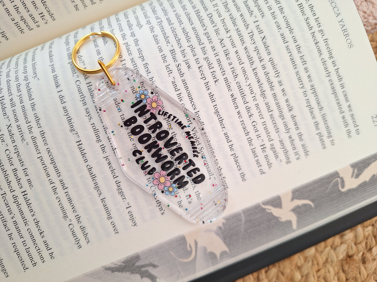 Introverted Bookworm Motel Keychain – Retro Bookish Key Tag for Quiet Readers
