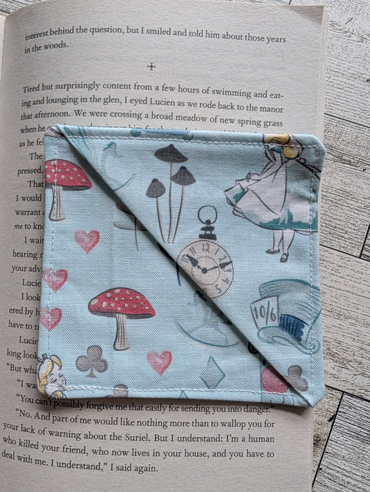 🐇 Wonderland-Inspired Fabric Corner Bookmark –  Bookish Gift