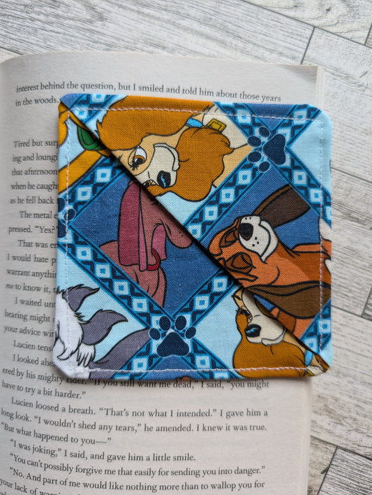 🐾 Dog-Inspired Fabric Corner Bookmark – Handmade for Book Lovers